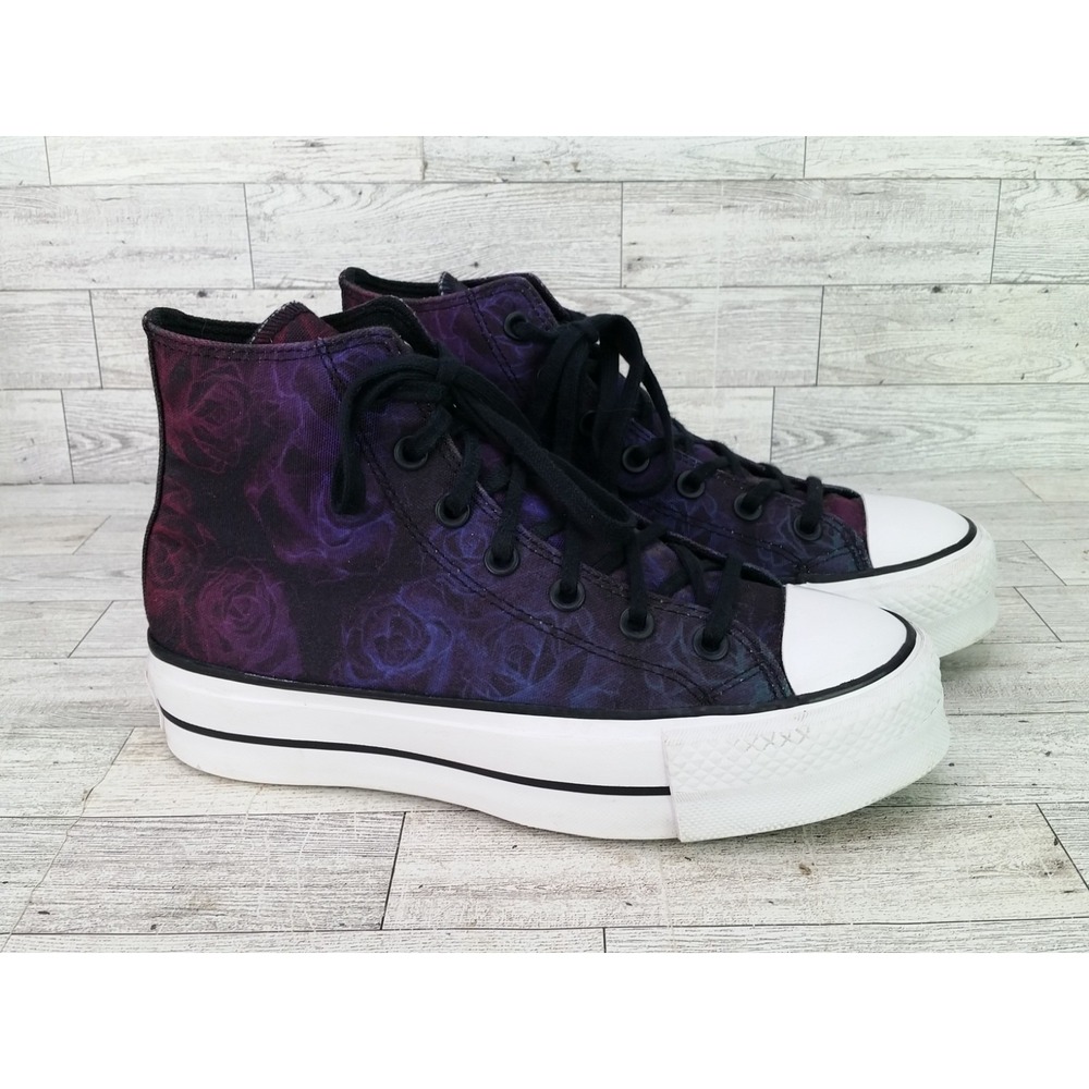 Converse Chuck Taylor Purple Rose Floral High Top Platform Sneakers Shoes Size 7